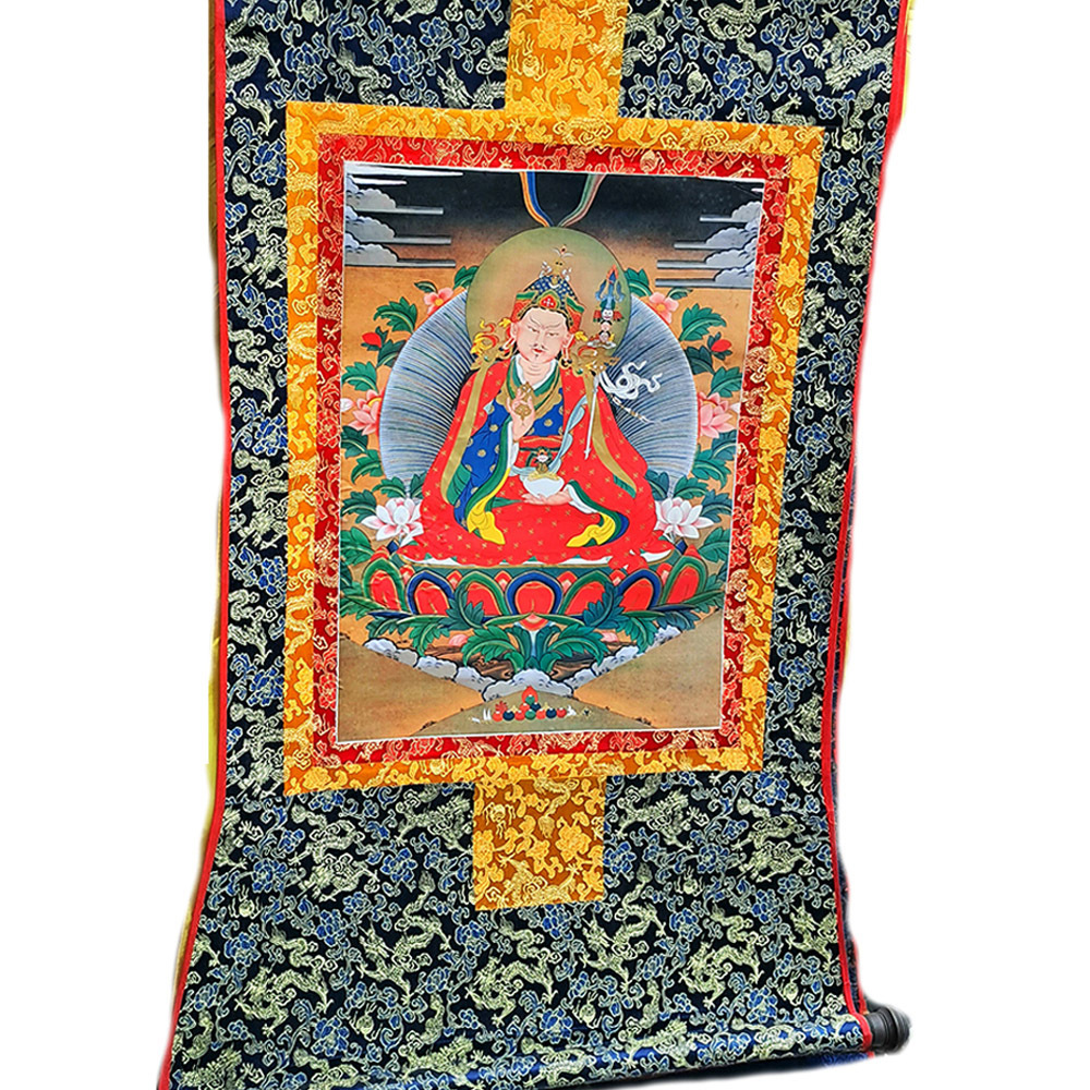 蓮花生大士{緞布)唐卡88A【十方】144380