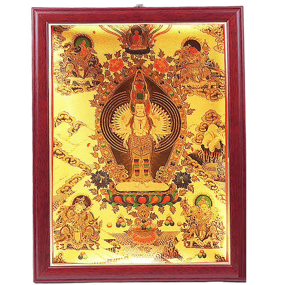 千手千眼觀音{金箔}唐卡A4相框【十方】150873