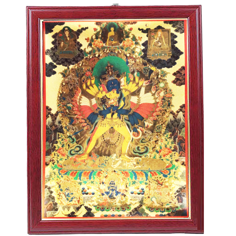 大威德金剛{金箔}唐卡A4相框【十方】150876