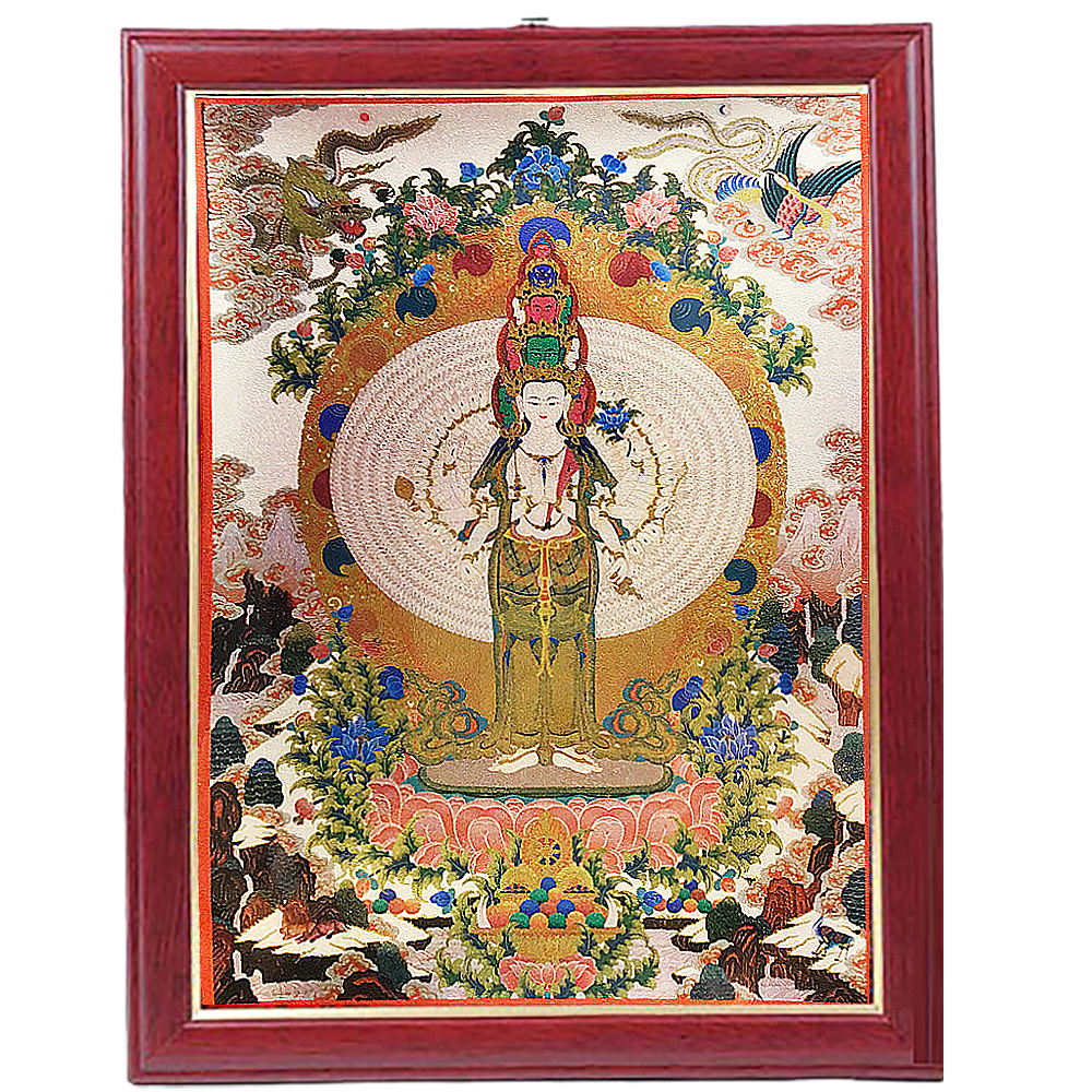 千手千眼觀音{銀箔}唐卡A4相框【十方】150875