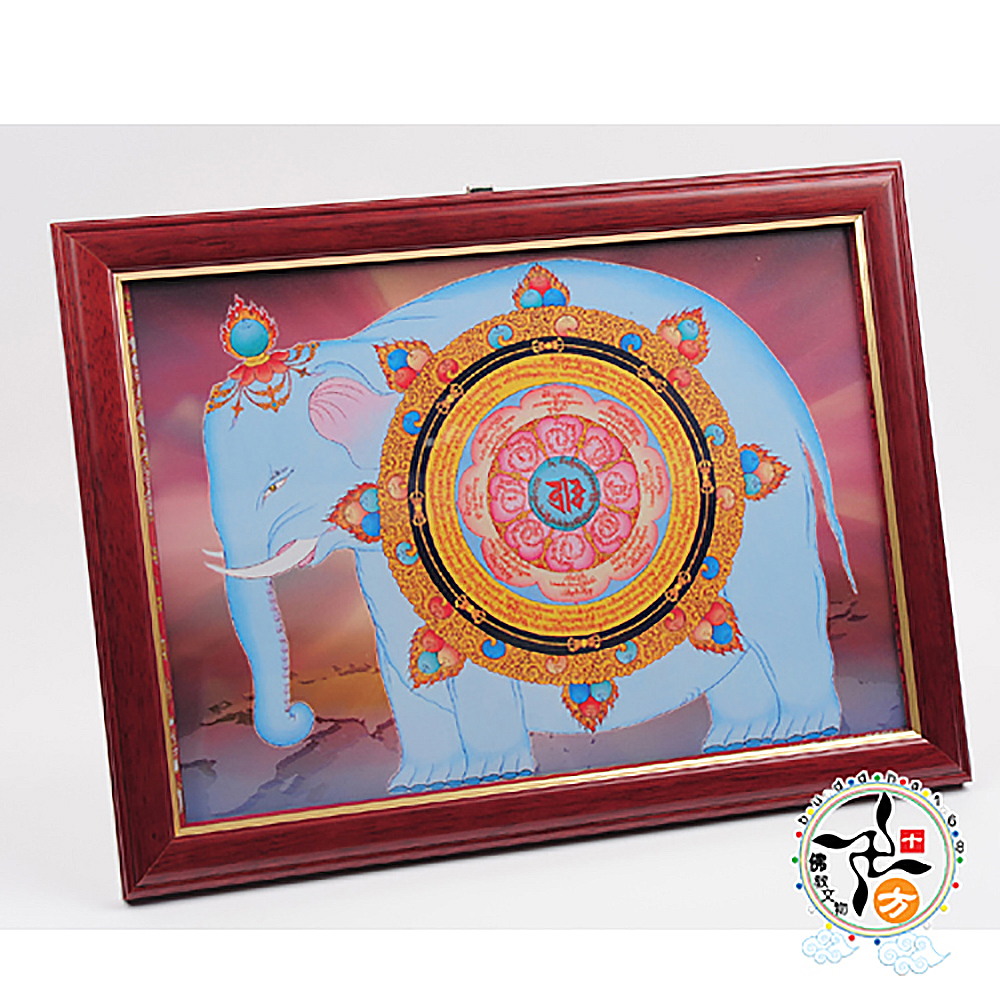 招財象寶木框掛圖33公分【十方】137804