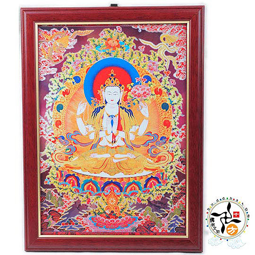 四臂觀音木框掛圖33公分【十方】137793