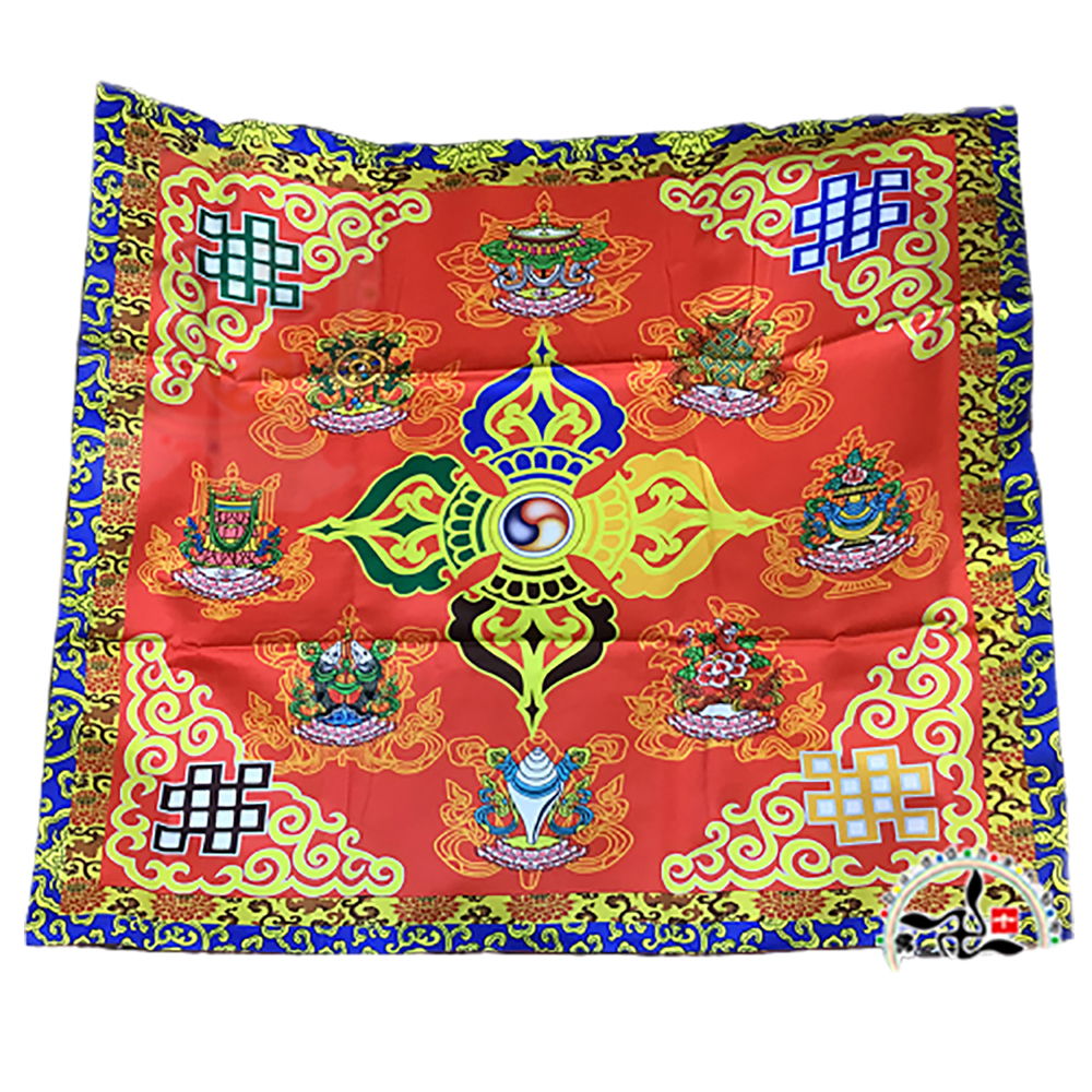 八吉祥 十字杵紅色 桌布桌巾 118公分【十方】147004