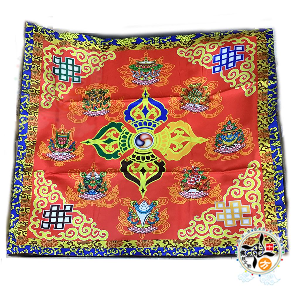 八吉祥 十字杵紅色 桌布桌巾 118公分【十方】147004