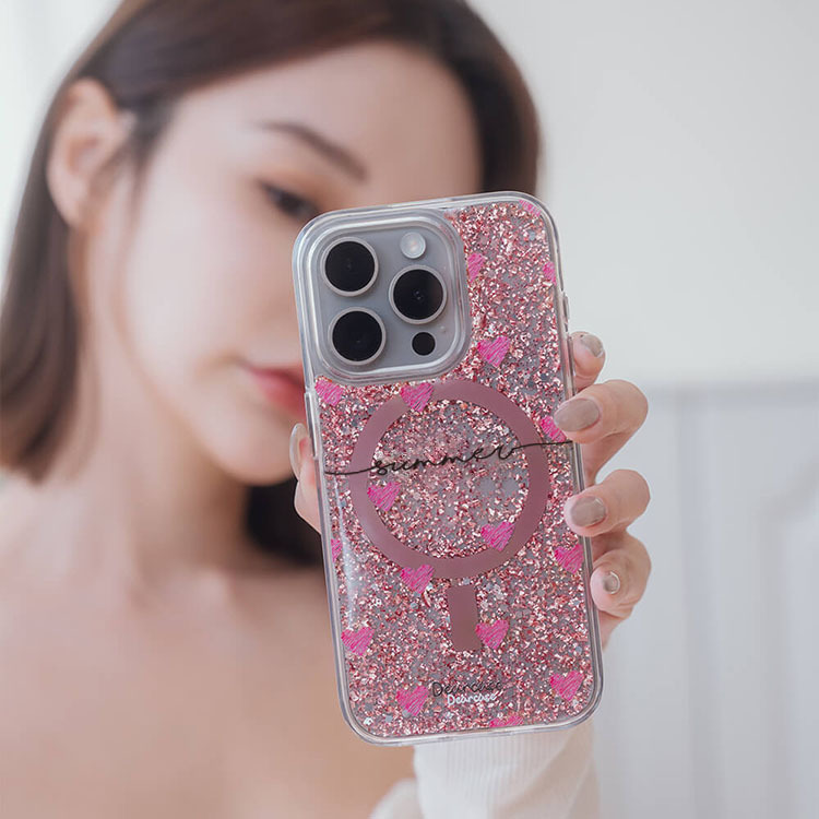 【特惠款】塗鴉愛心 iPhone 15 - (summer) 玫瑰金貝拉殼 (MagSafe)