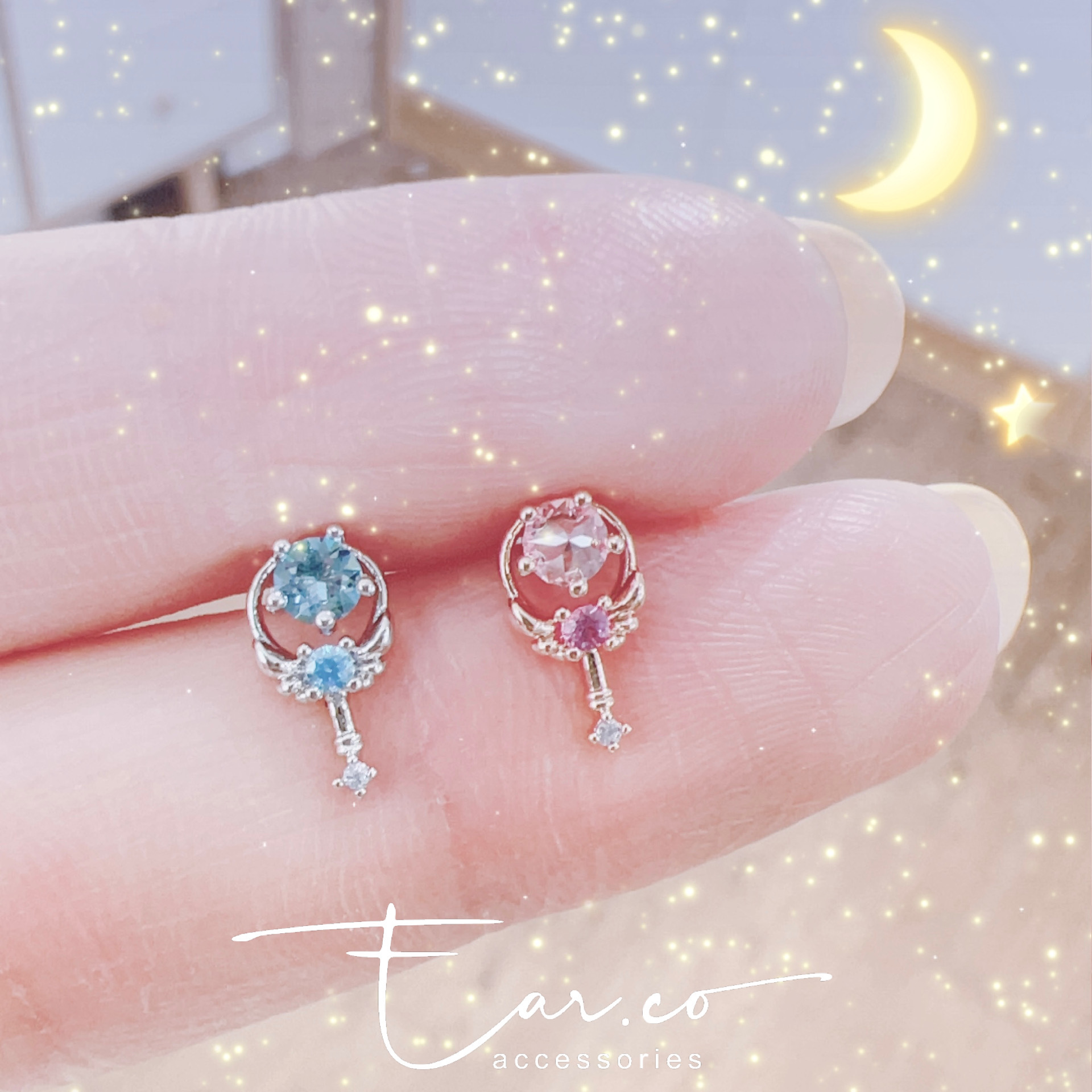 水晶天使翼權杖魔法棒耳珠/耳骨釘 [單支]