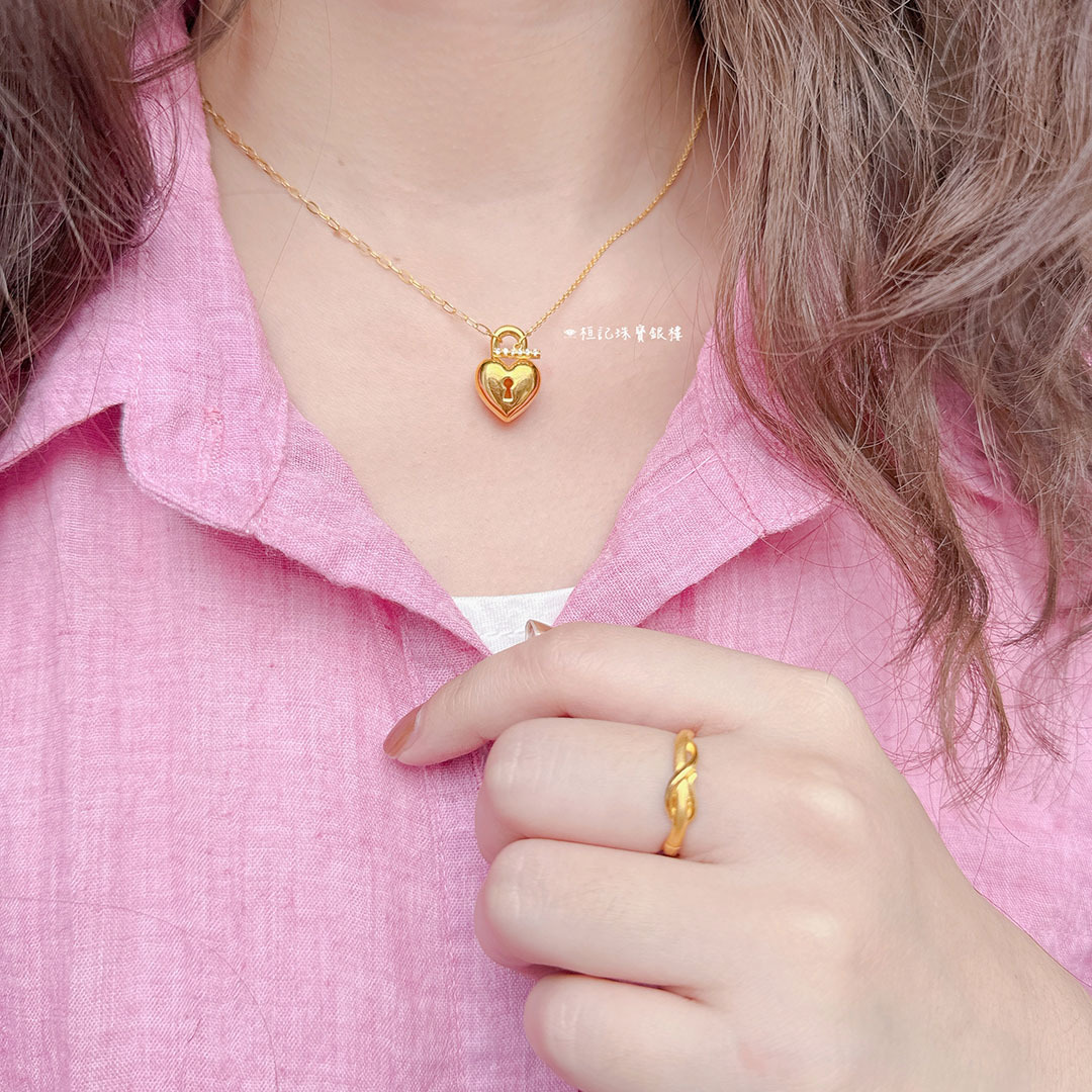 愛心鎖 黃金項鍊