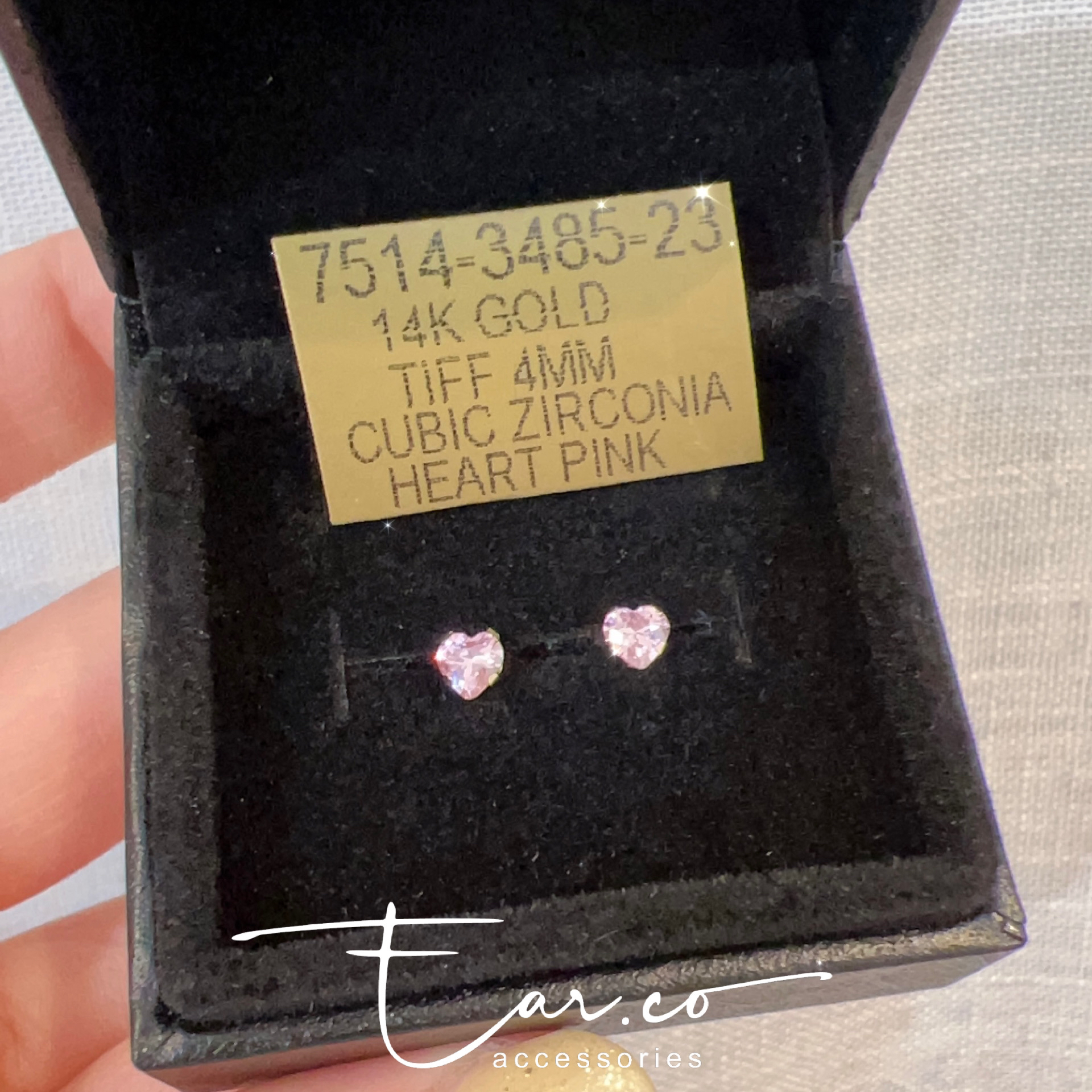 STUDEX 14K GOLD 4x4 PINK HEART