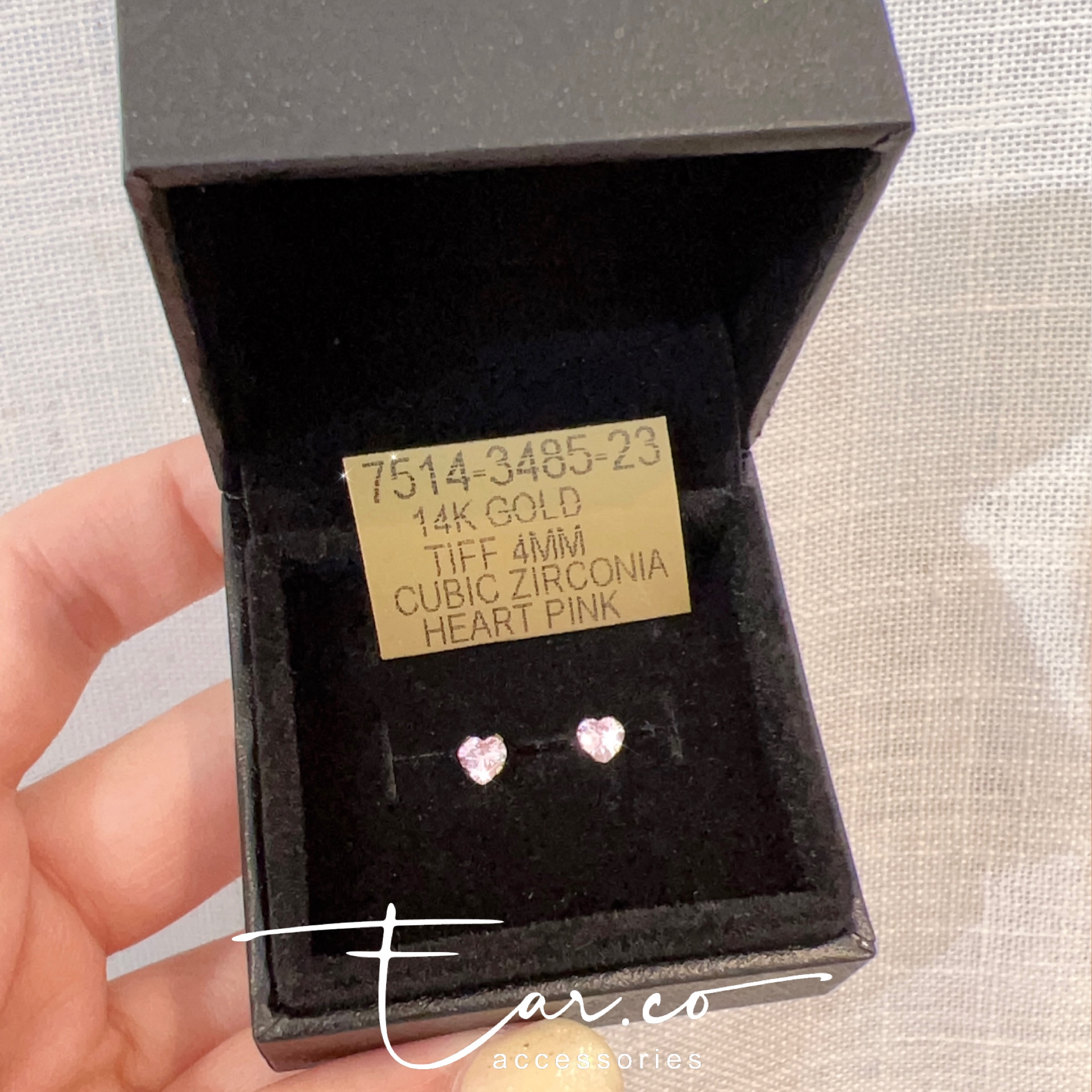 STUDEX 14K GOLD 4x4 PINK HEART