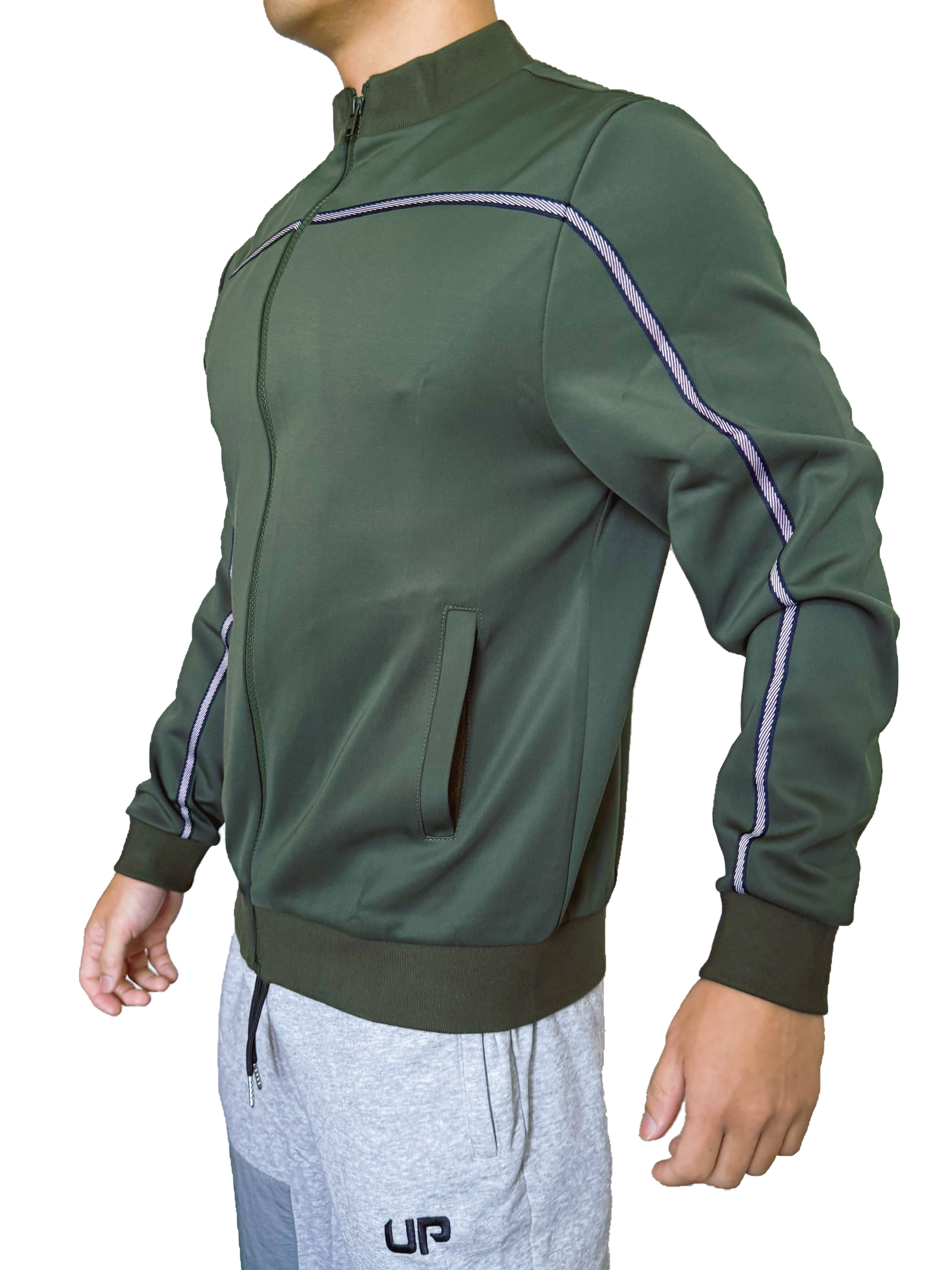 Rib-Line 運動外套 亮深綠