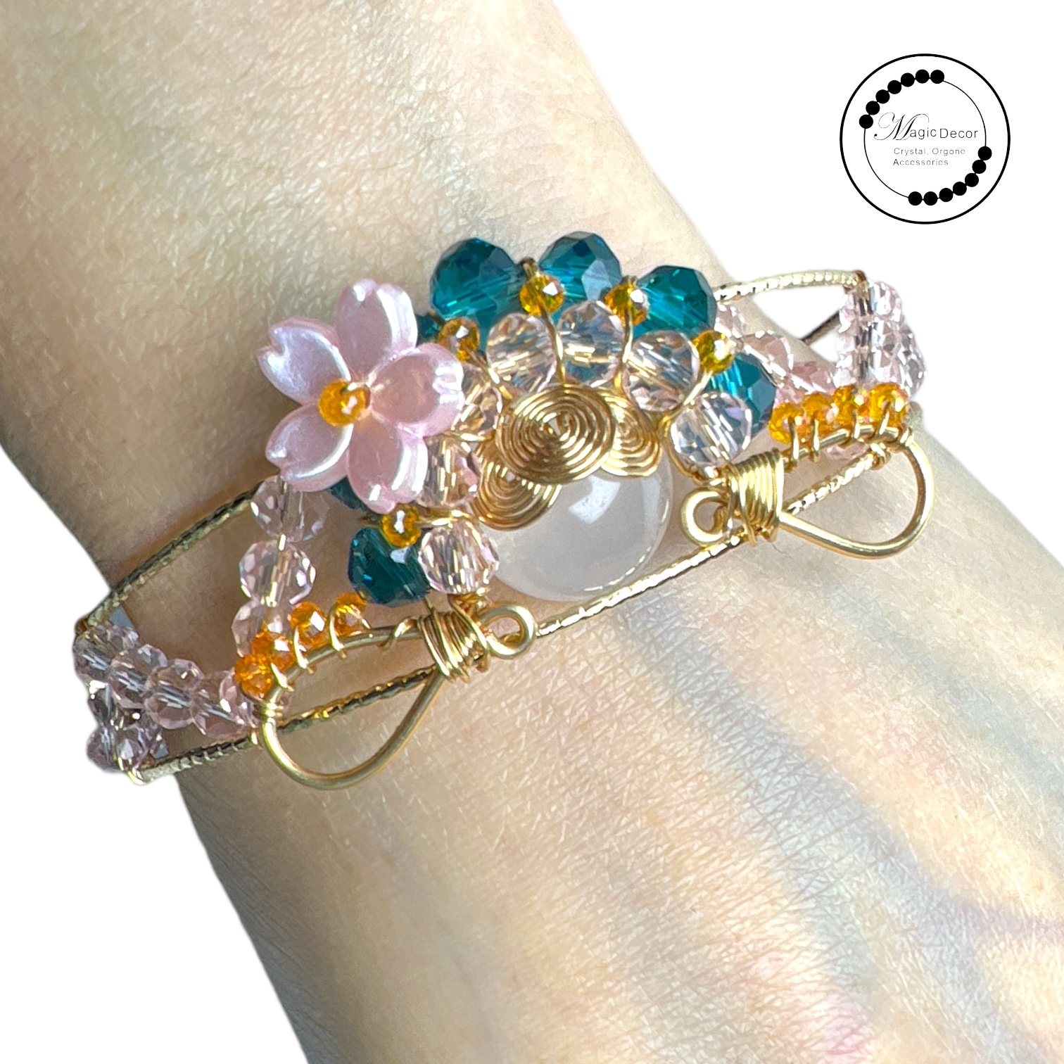 250809 - C74 荔枝凍藍粉色刀馬旦繞線設計手鈪