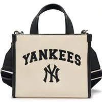 [S] MLB VARSITY BASIC CANVAS MINI TOTE BAG NEW YORK YANKEES CREAM, 3AORS083N-50CRD (SMLB314)