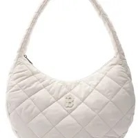 [S] MLB QUILTED HOBO BAG LARGE BOSTON RED SOX CREAM, 3ABQL0936-43CRP (SMLB323)