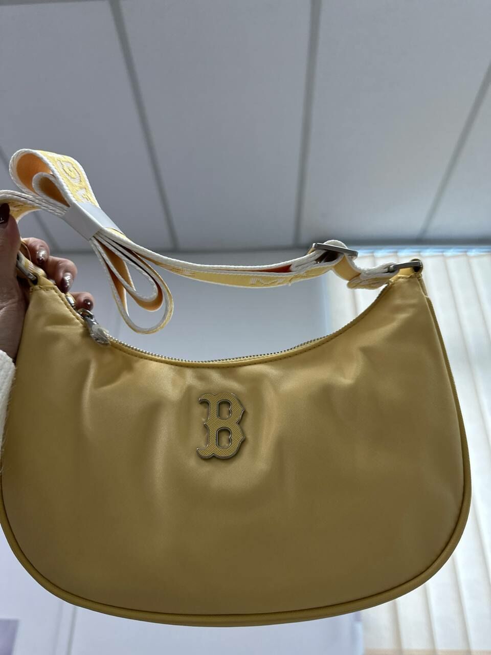 [S] MLB BASIC NYLON NEW HOBO BAG BOSTON RED SOX BROWN, 3ABQS033NG-P001 (SMLB329)