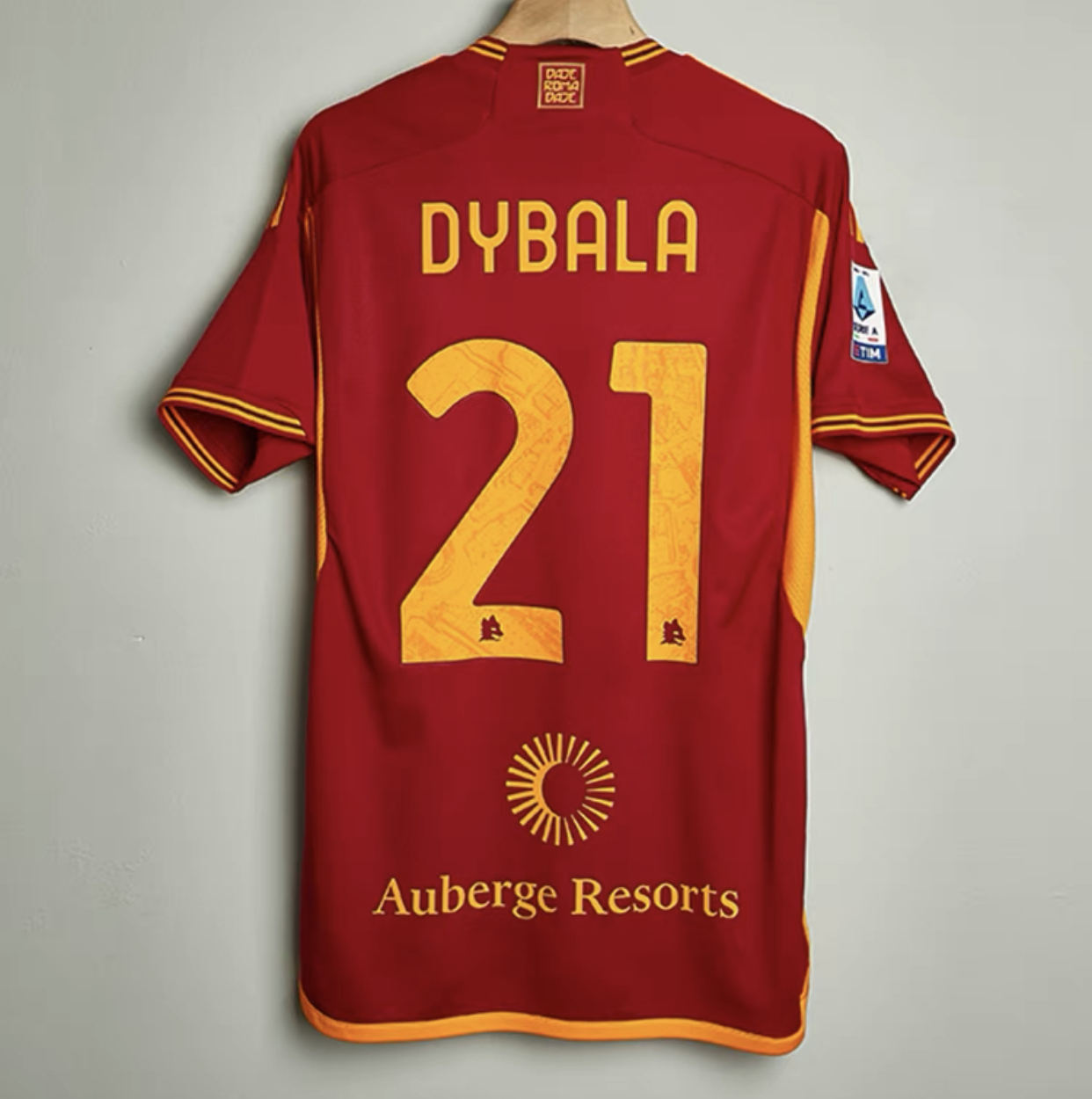 2023 AS Roma Home Shirt with Nameset + Patch + Back Sponsor