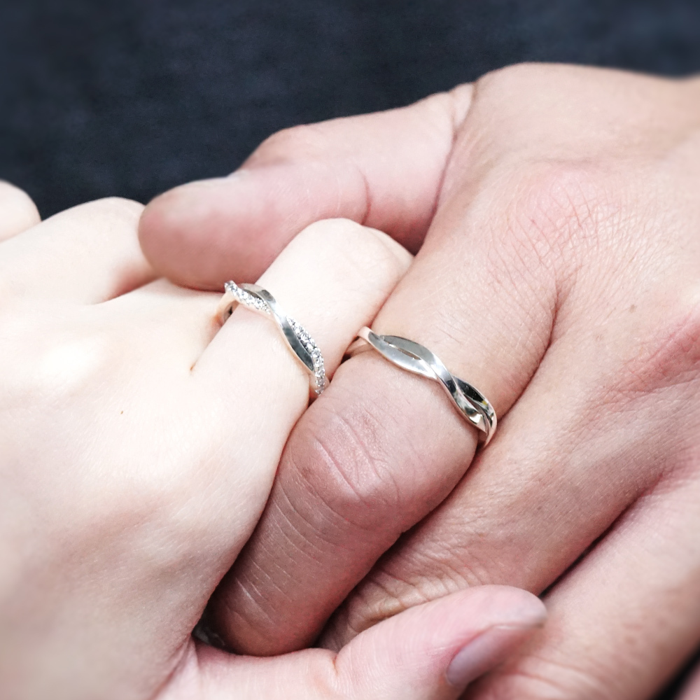 心戀交織 可刻字 純銀情侶對戒組 客製化 情侶戒指 指紋戒指