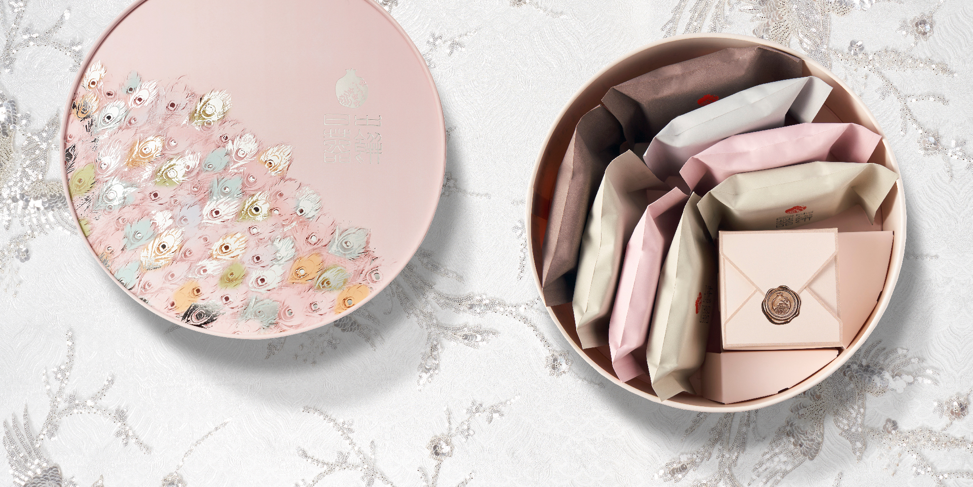 日出喜餅-訂製喜餅 翩翩花翎 圓禮盒