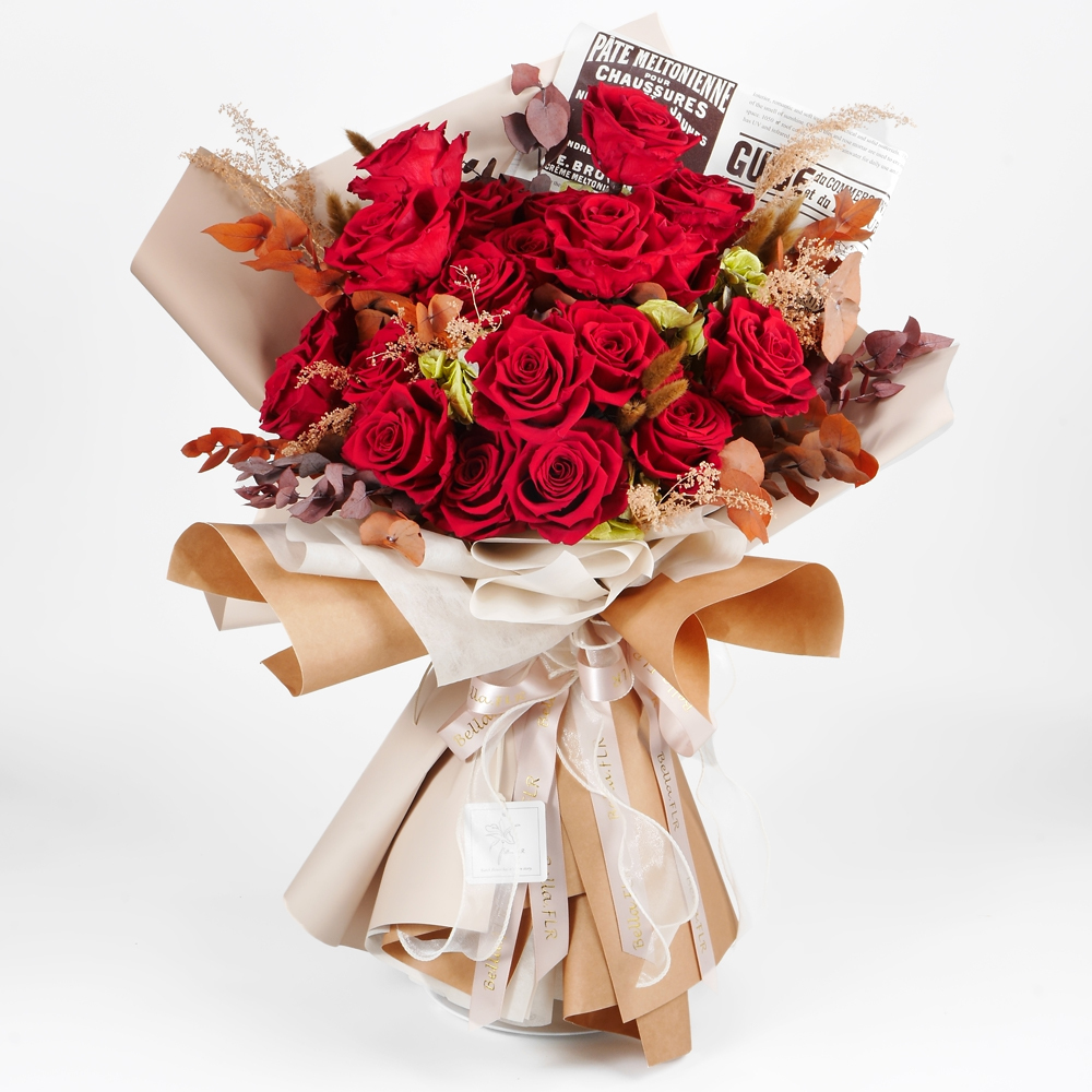 【玫瑰羅曼史】21朵永生玫瑰花束