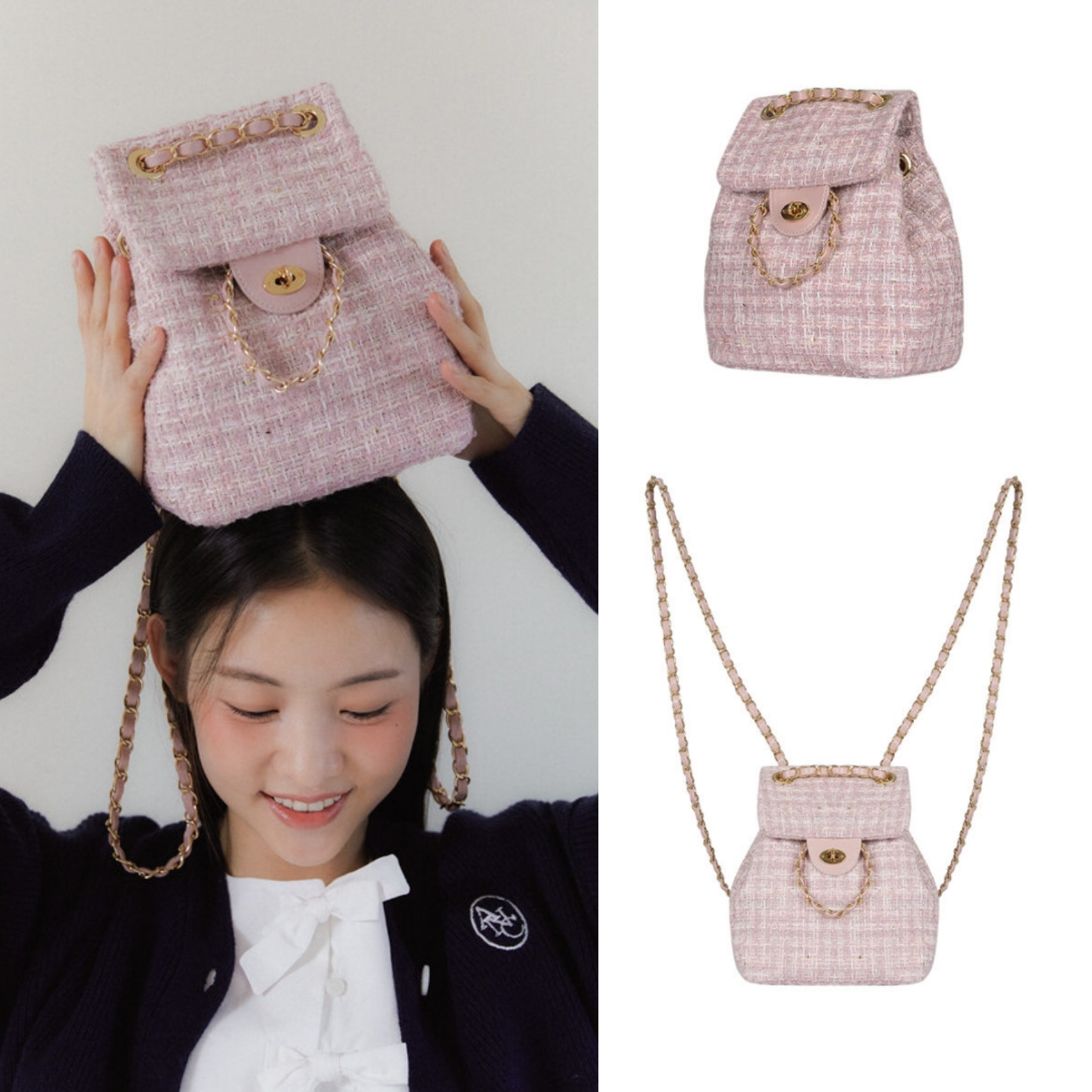 ★ANOETIC★ ANC TWEED CLASSIC BACKPACKPINK m1037_1103962 Buy ANOETIC ANC Tweed Classic Backpack Pink | SASOM