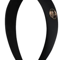 [S] MARITHE CIRCLE LOGO SATIN HAIR BAND,BLACK, 1MG23CAC128BLK (SMR20)