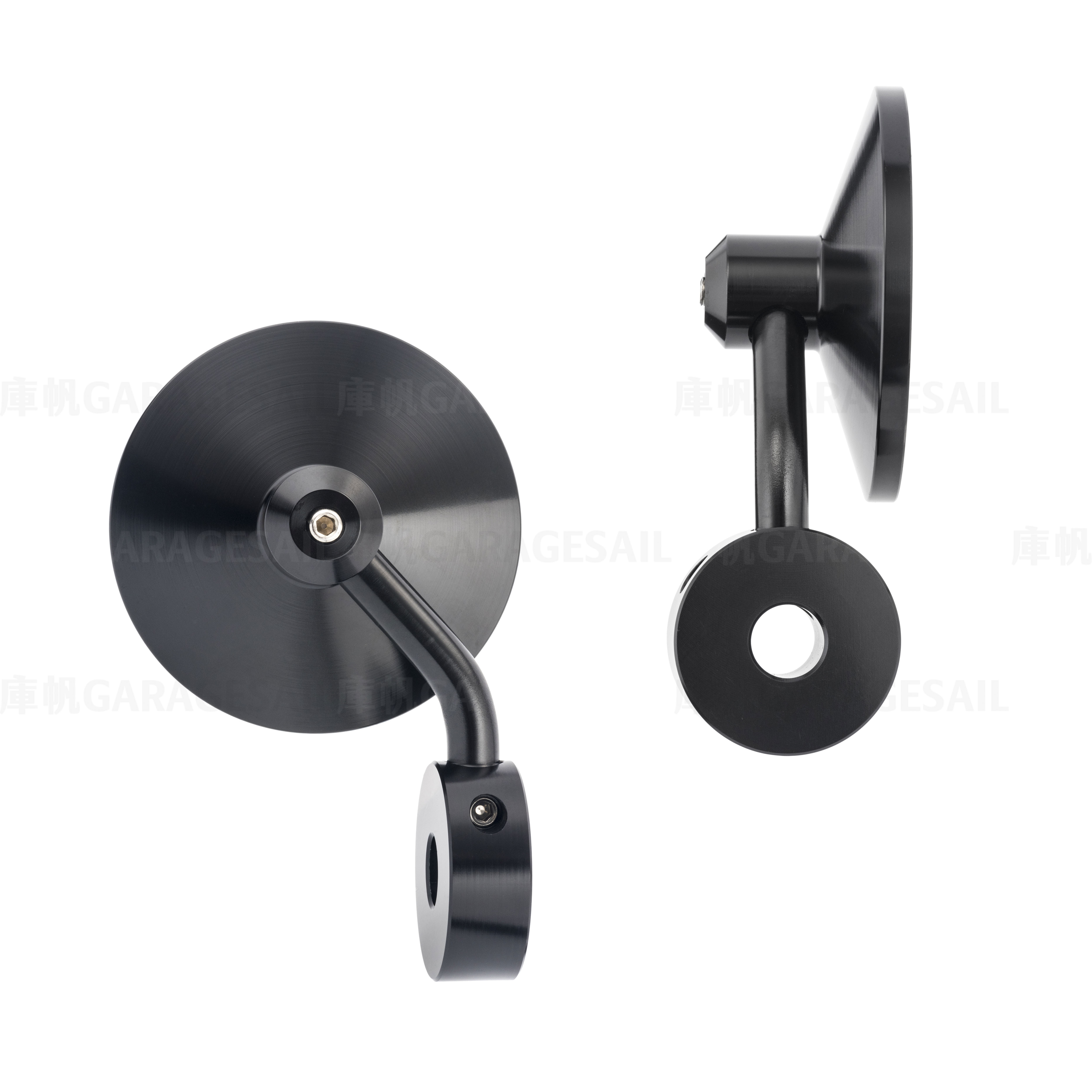 BMW R9T專用 把手端 後照鏡 3吋圓 超短桿 黑