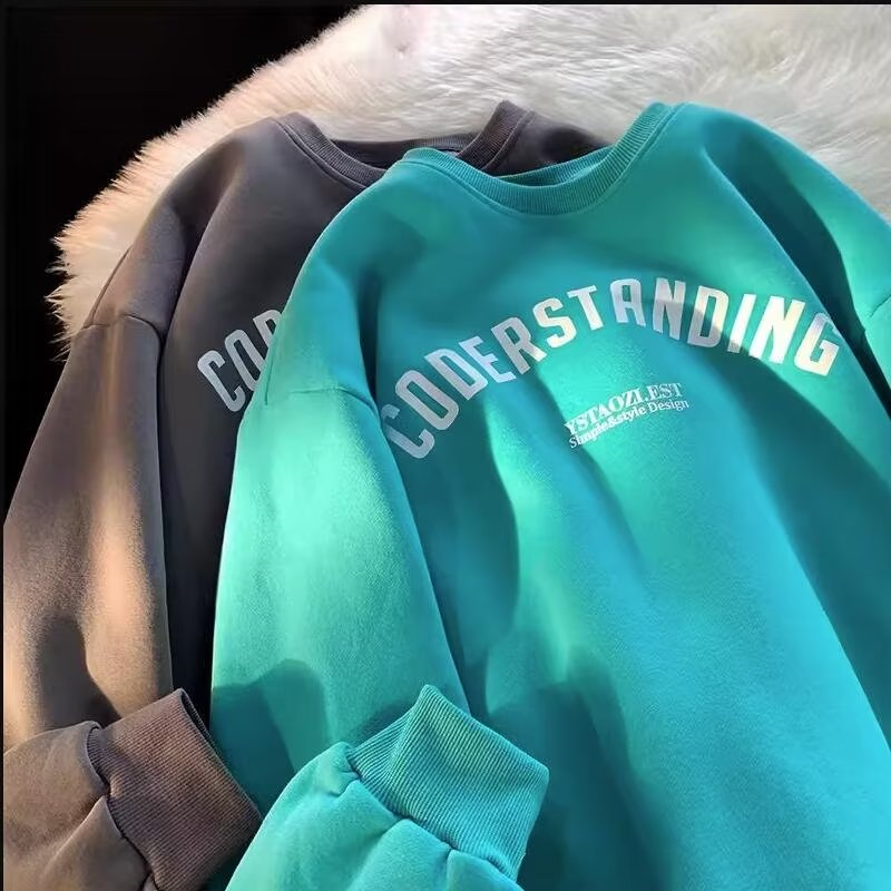 秋冬美式字母圓領大學T