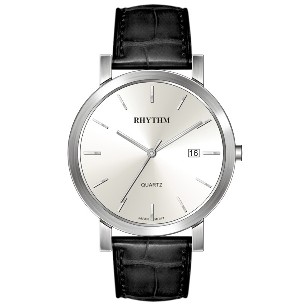 【Rhythm 麗聲】簡約三針皮革手錶帶日期-G1115L 小錶徑女款-