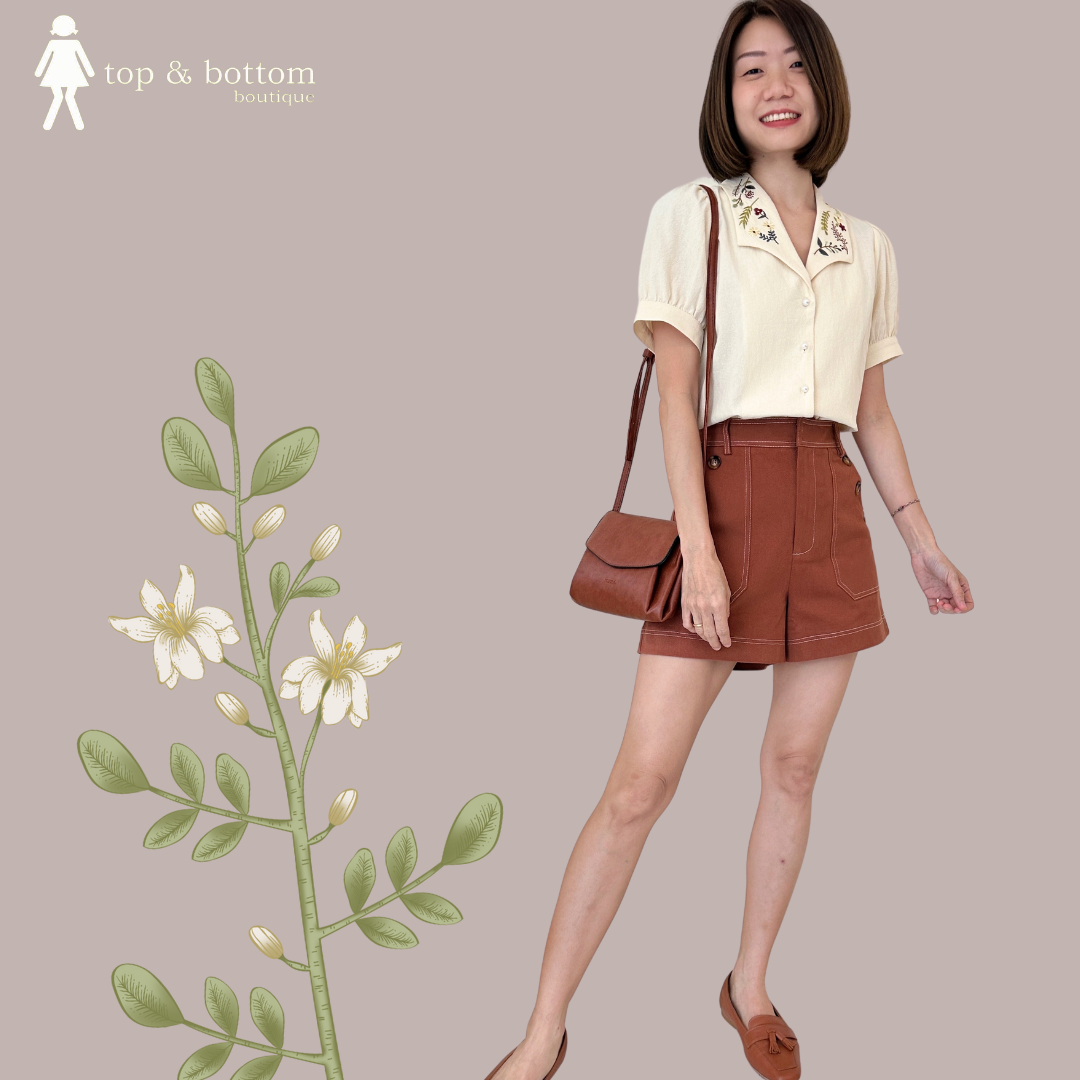 HIGH WAISTED OUTLINED BUTTON SHORTS