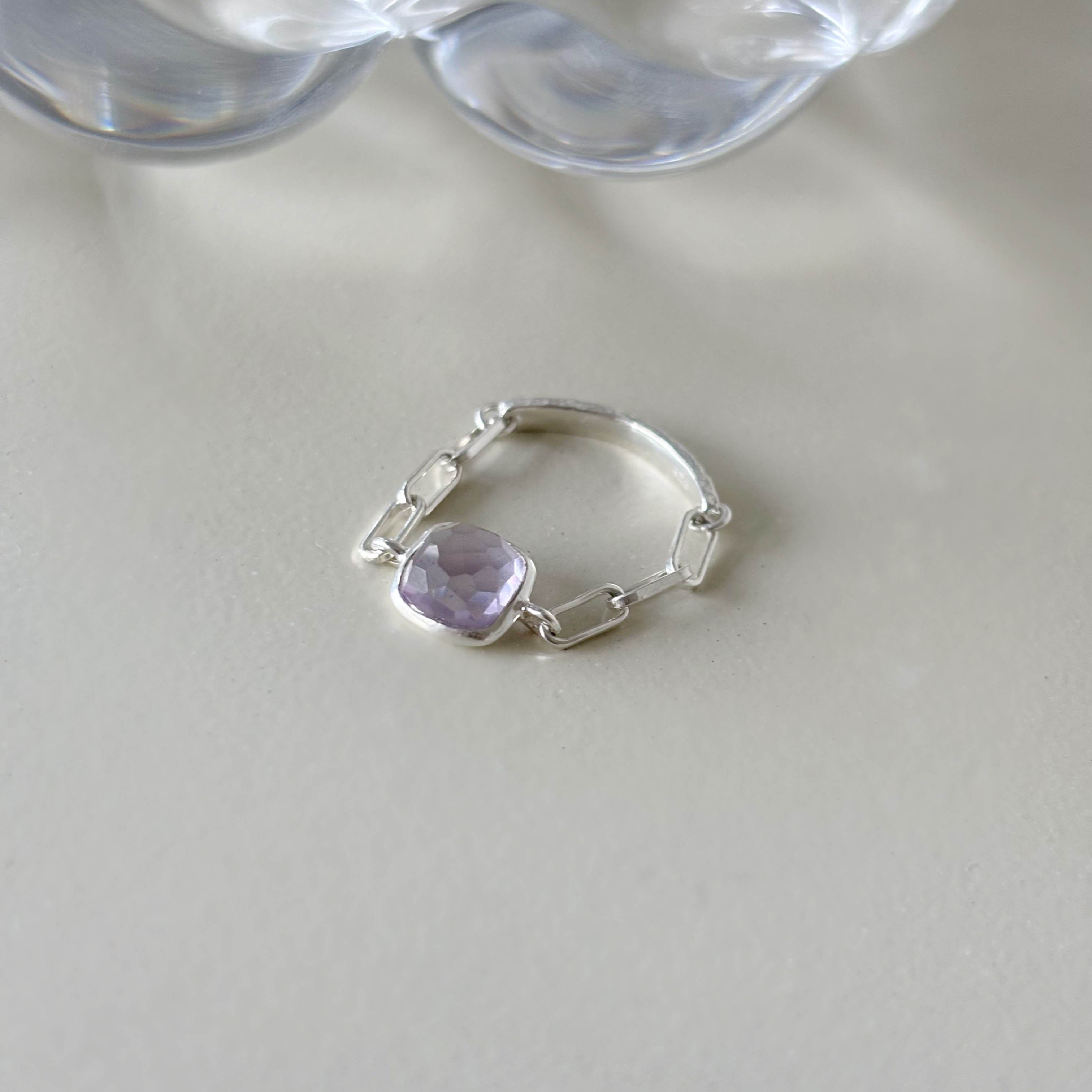 cushion紫水晶longbox半硬式鍊戒