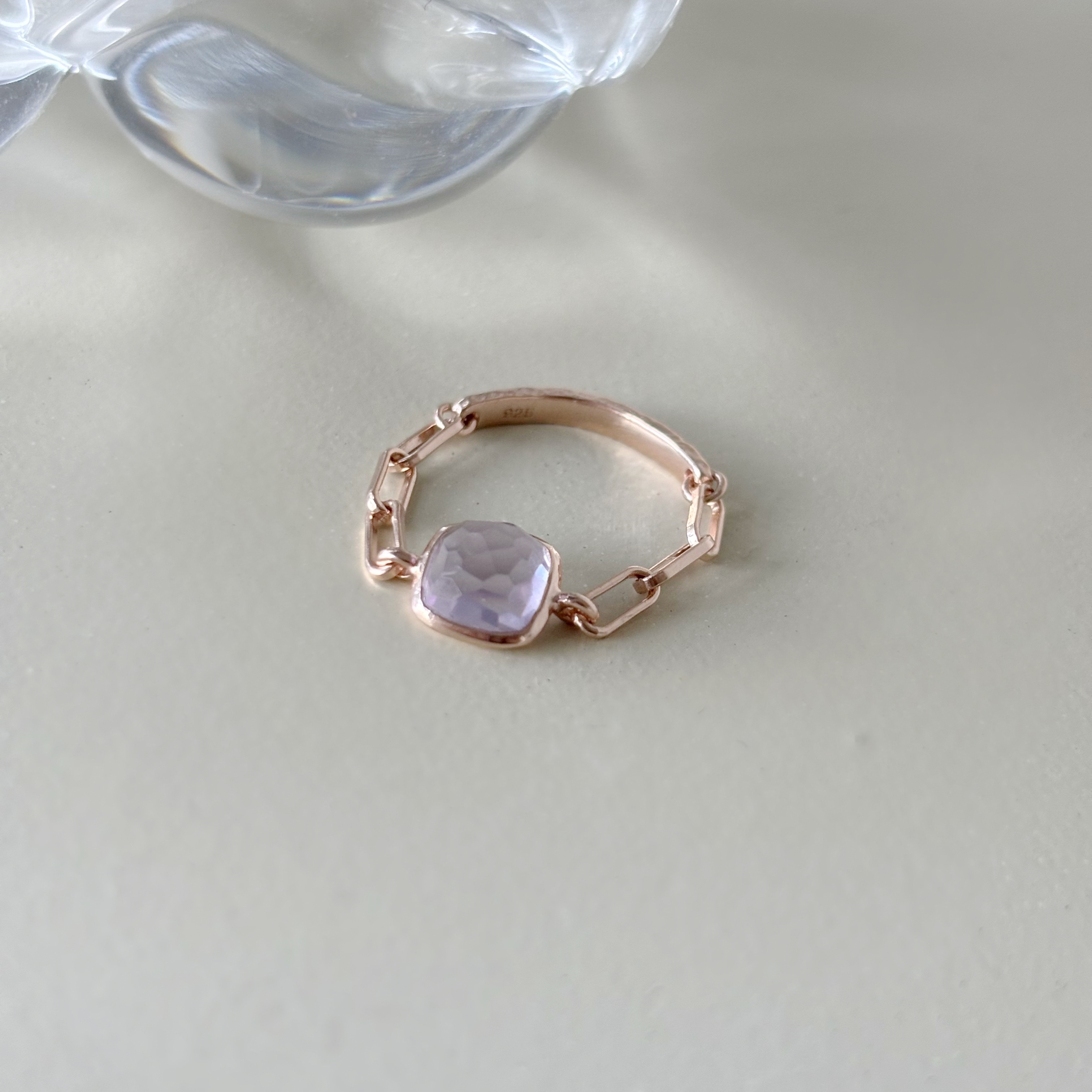 cushion紫水晶longbox半硬式鍊戒