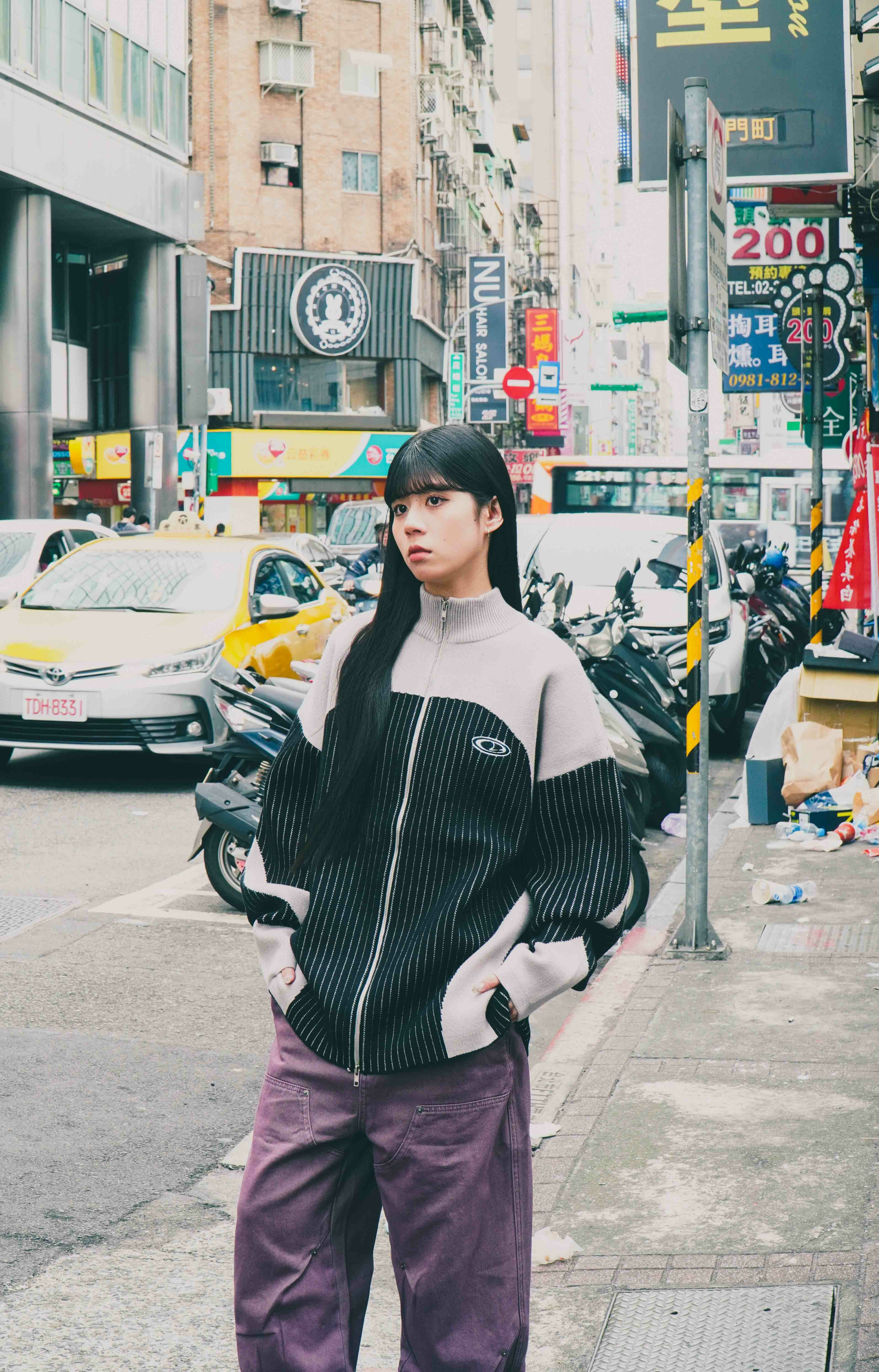 『Always_Good』未來感 線條 撞色 拼接 雙拉鏈   開襟外套