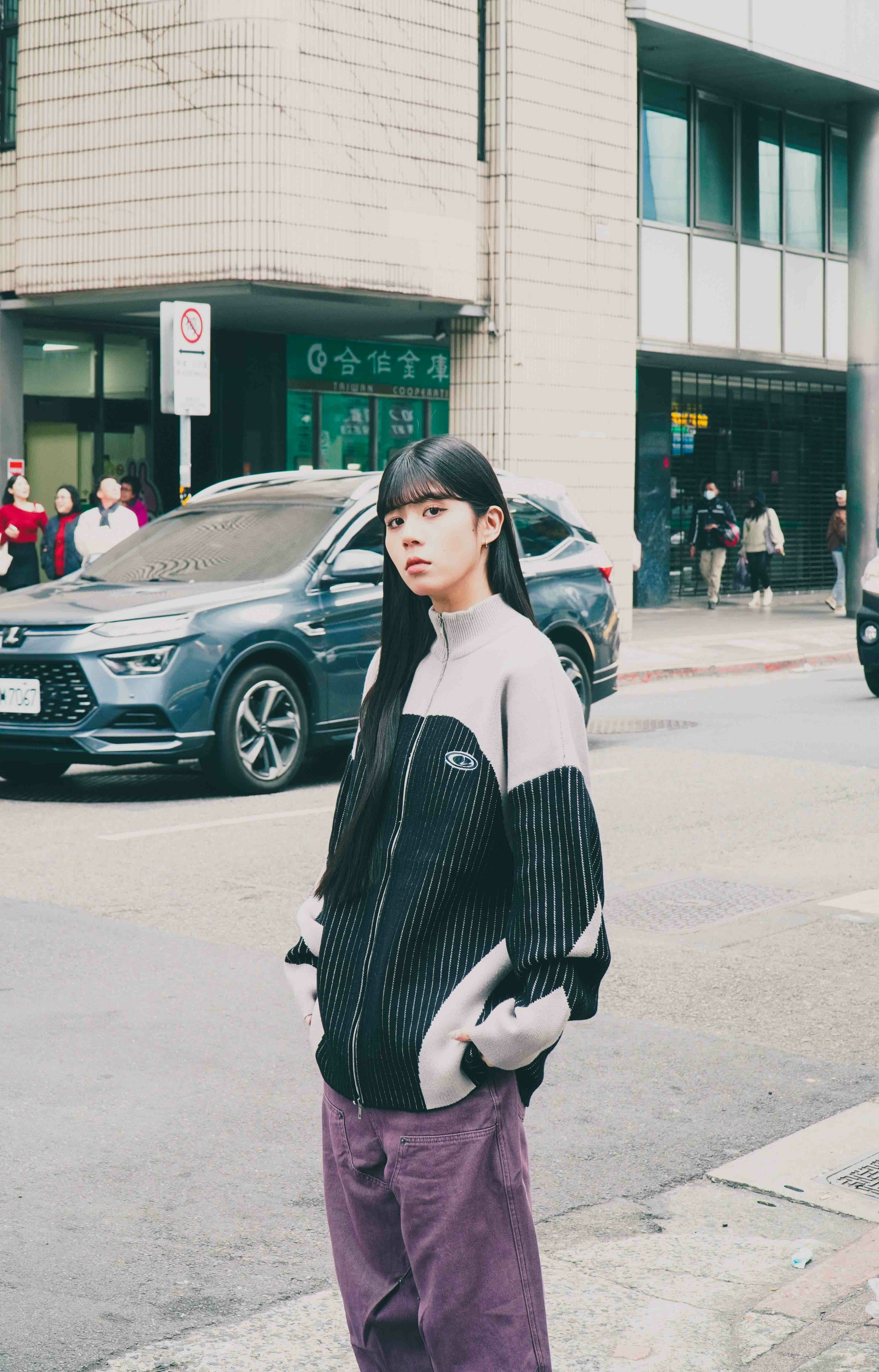 『Always_Good』未來感 線條 撞色 拼接 雙拉鏈   開襟外套