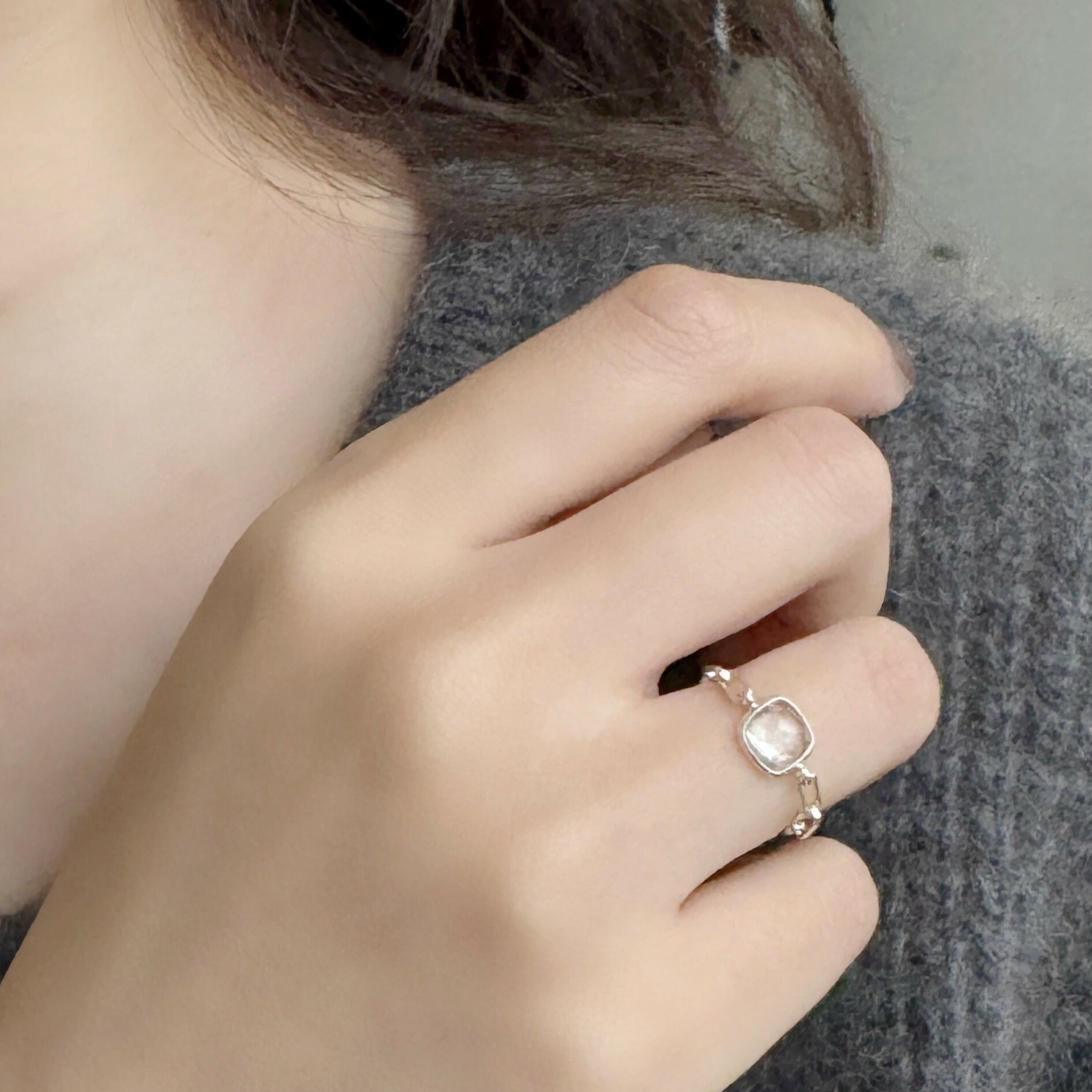 cushion綠色紫水晶longbox半硬式鍊戒