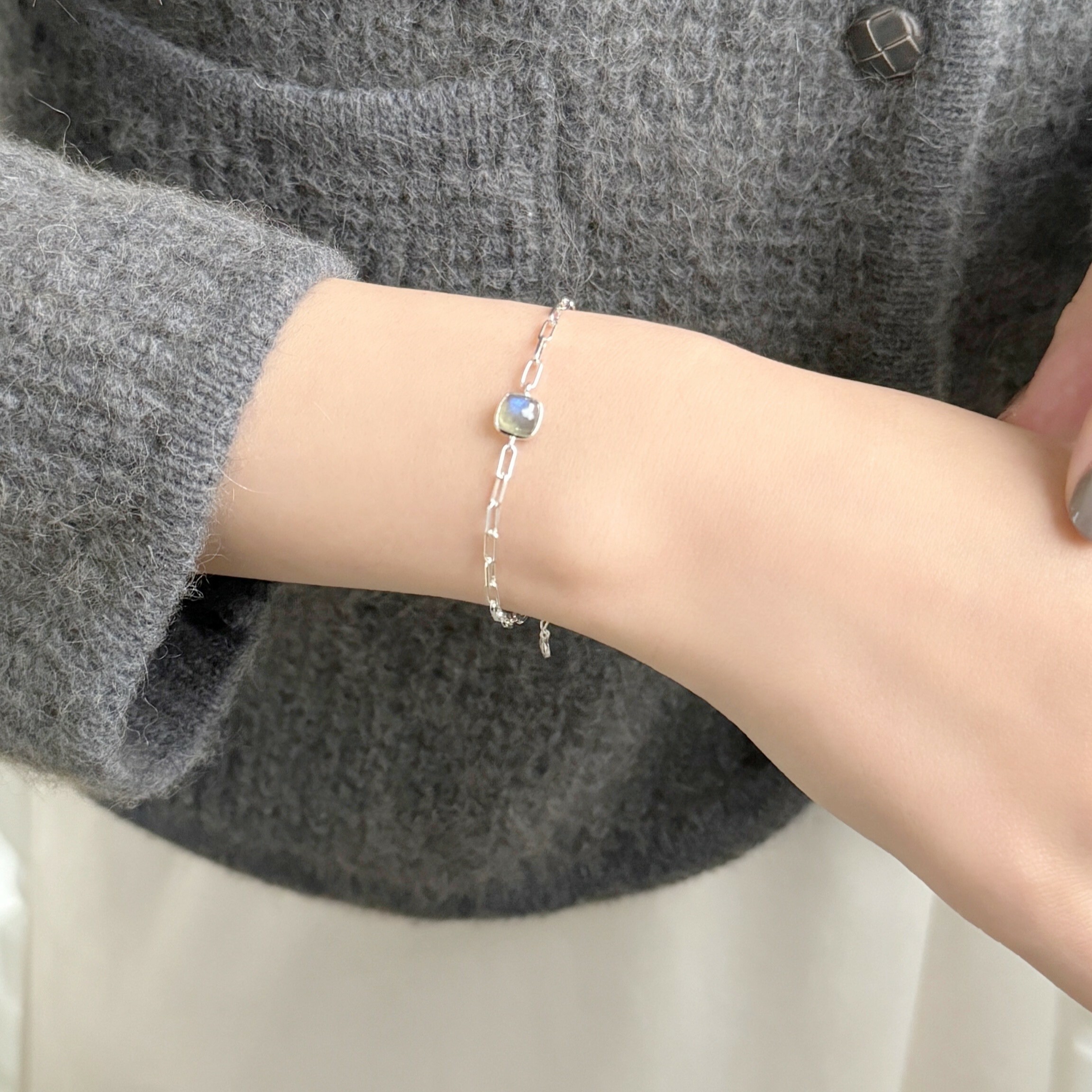 cushion拉長石longbox手鍊