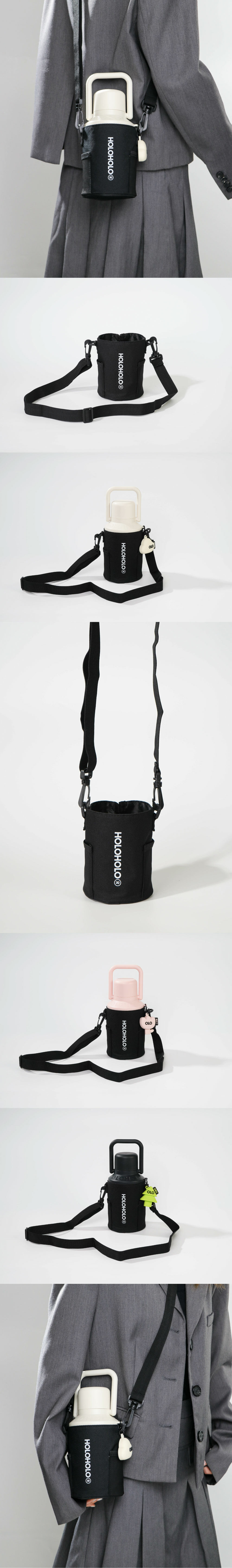 HOLOHOLO BAG STRAP 水壺隨行背袋,最長120最短60cm,兩側網袋,可置放隨身小物