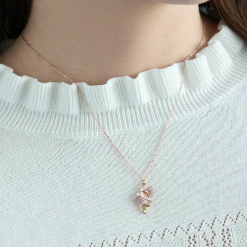 [日本制] 琺瑯風花形頸鏈