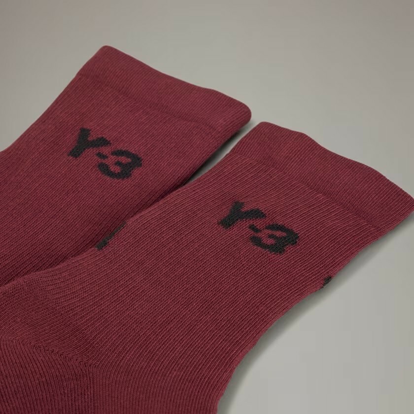 【 Y-3 CREW SOCKS 長襪 - 暗酒紅 】