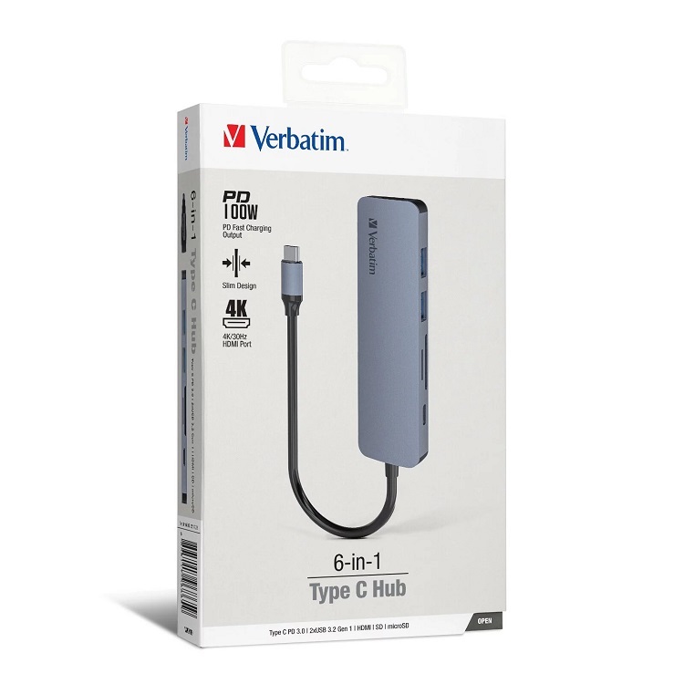 Verbatim 6 合 1 Type-C 擴展器