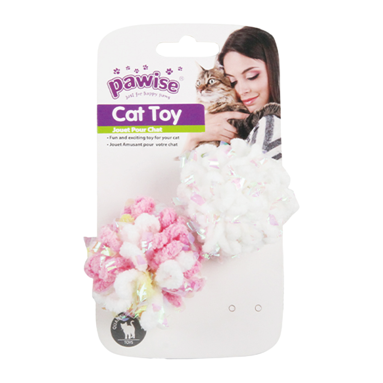 Pawise|毛毛閃片球(2件裝-粉白色)(NO.28140-1)