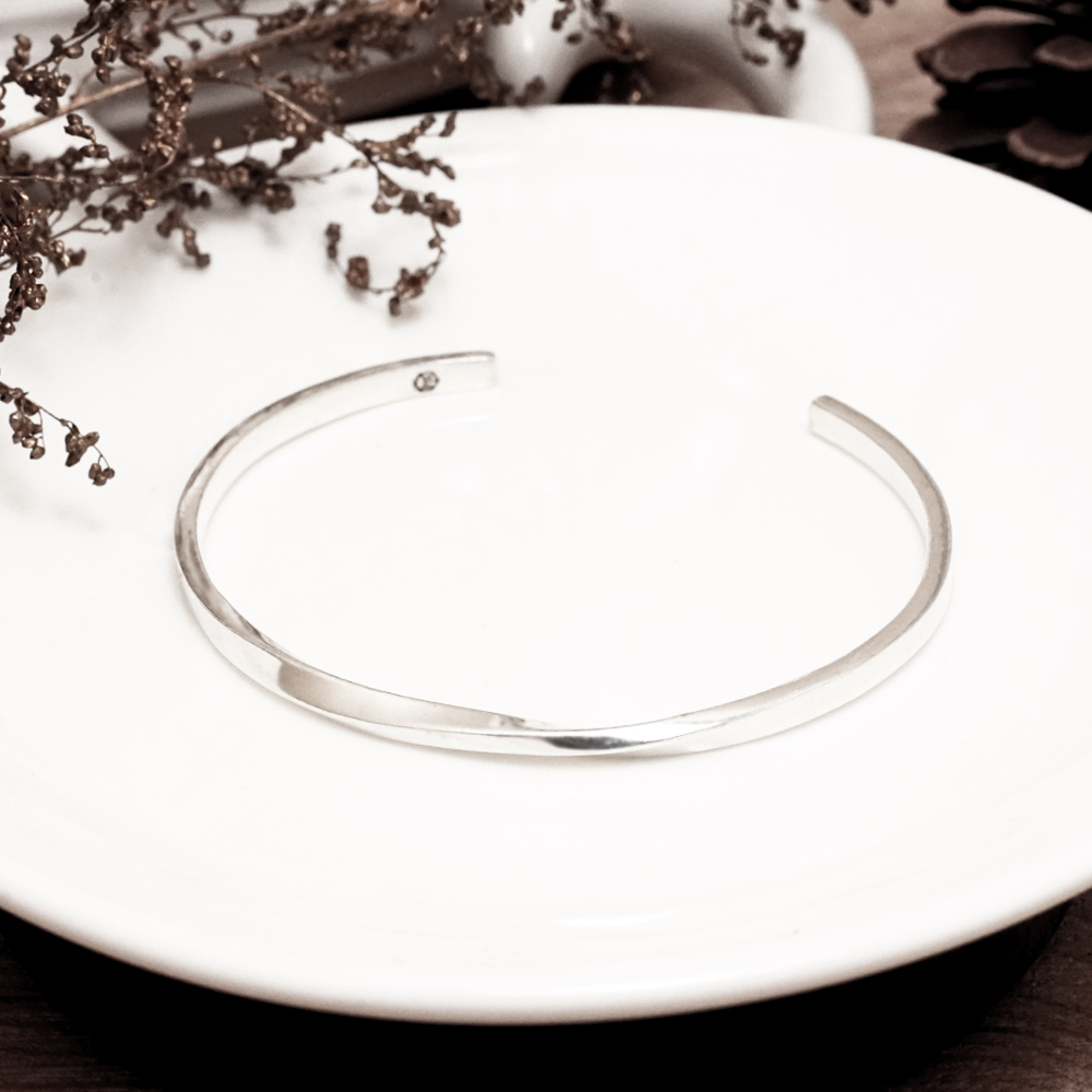 幾何方扭 質感手環（細）925純銀手環