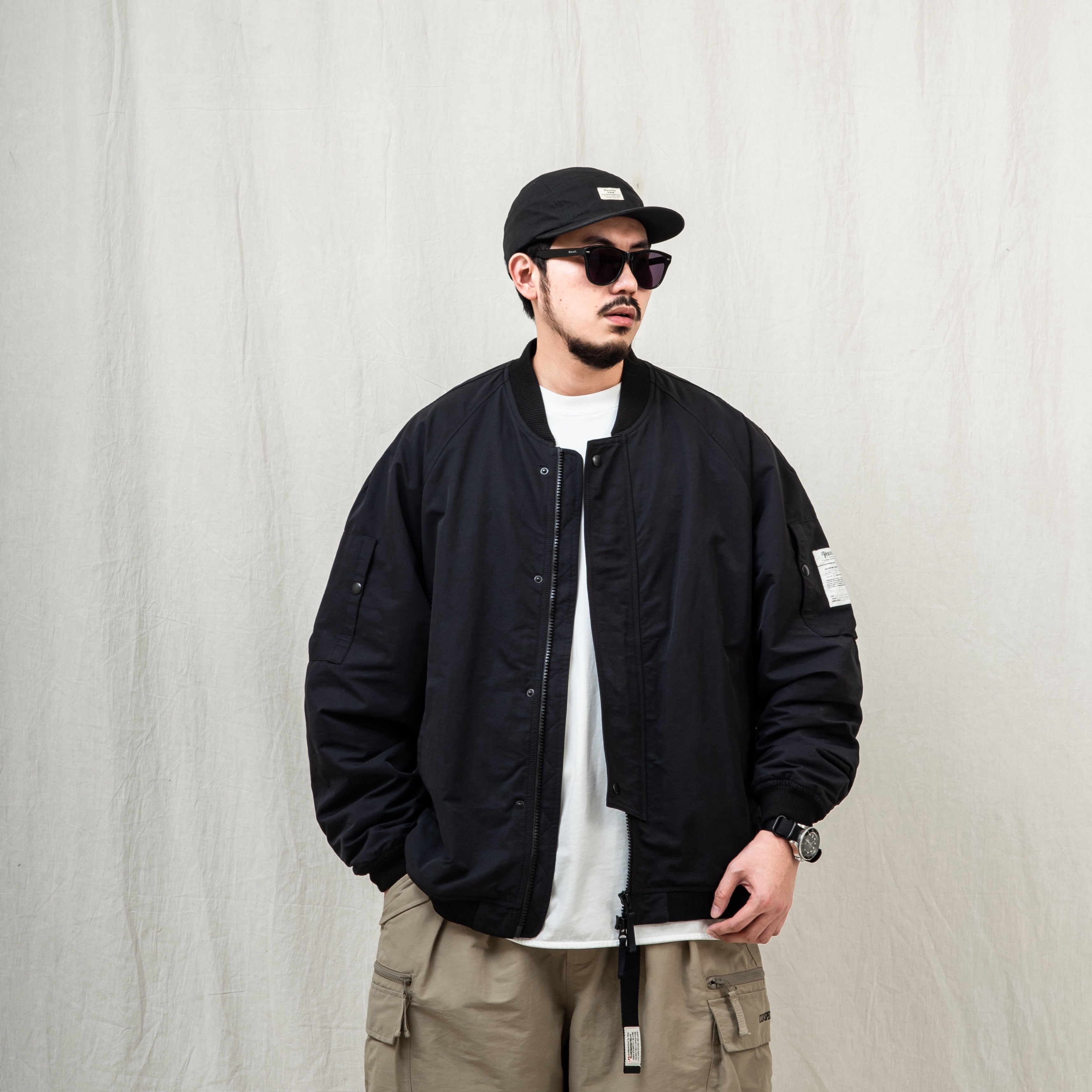 PERSEVERE UTILITY MA-1 JACKET - BLACK