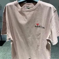 [S] HUB STUDIOAGATHA HEART EMBROIDERED LOGO T-SHIRT,PINK, AGT136-108-PINK (SHS16)
