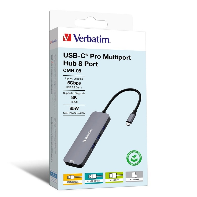 Verbatim 8 合 1 8K Type-C Pro 擴展器 CMH-08