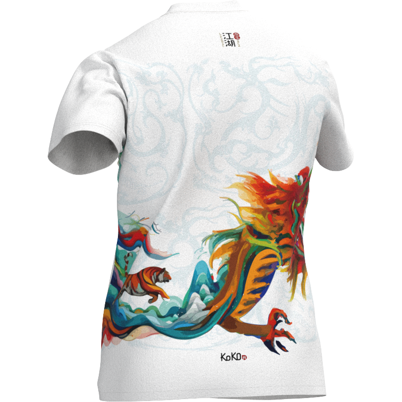 江湖跑堂《翔龍系列》圓領短袖時尚跑服 | 白龍