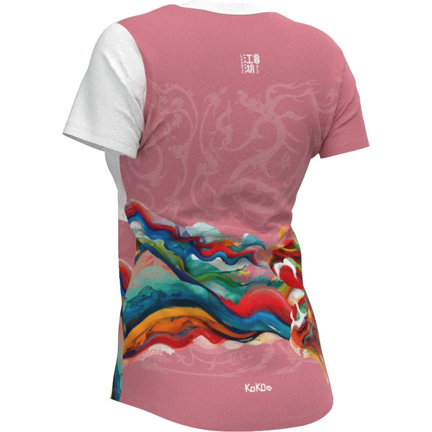 江湖跑堂《翔龍系列》女版V領短袖時尚跑服 | 嬌龍