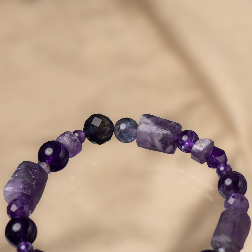 青水晶約2419g 迷幻空間｜紫水晶堇青石手鍊C1581