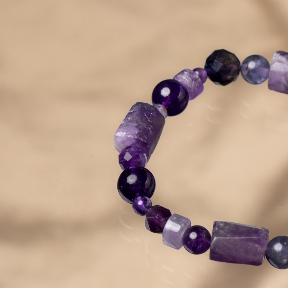 青水晶約2419g 迷幻空間｜紫水晶堇青石手鍊C1581