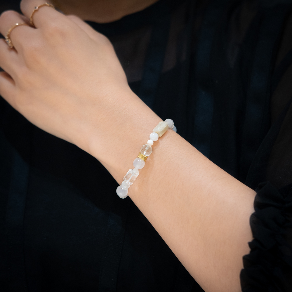 留白的藝術｜白水晶白玉髓手鍊 C1582