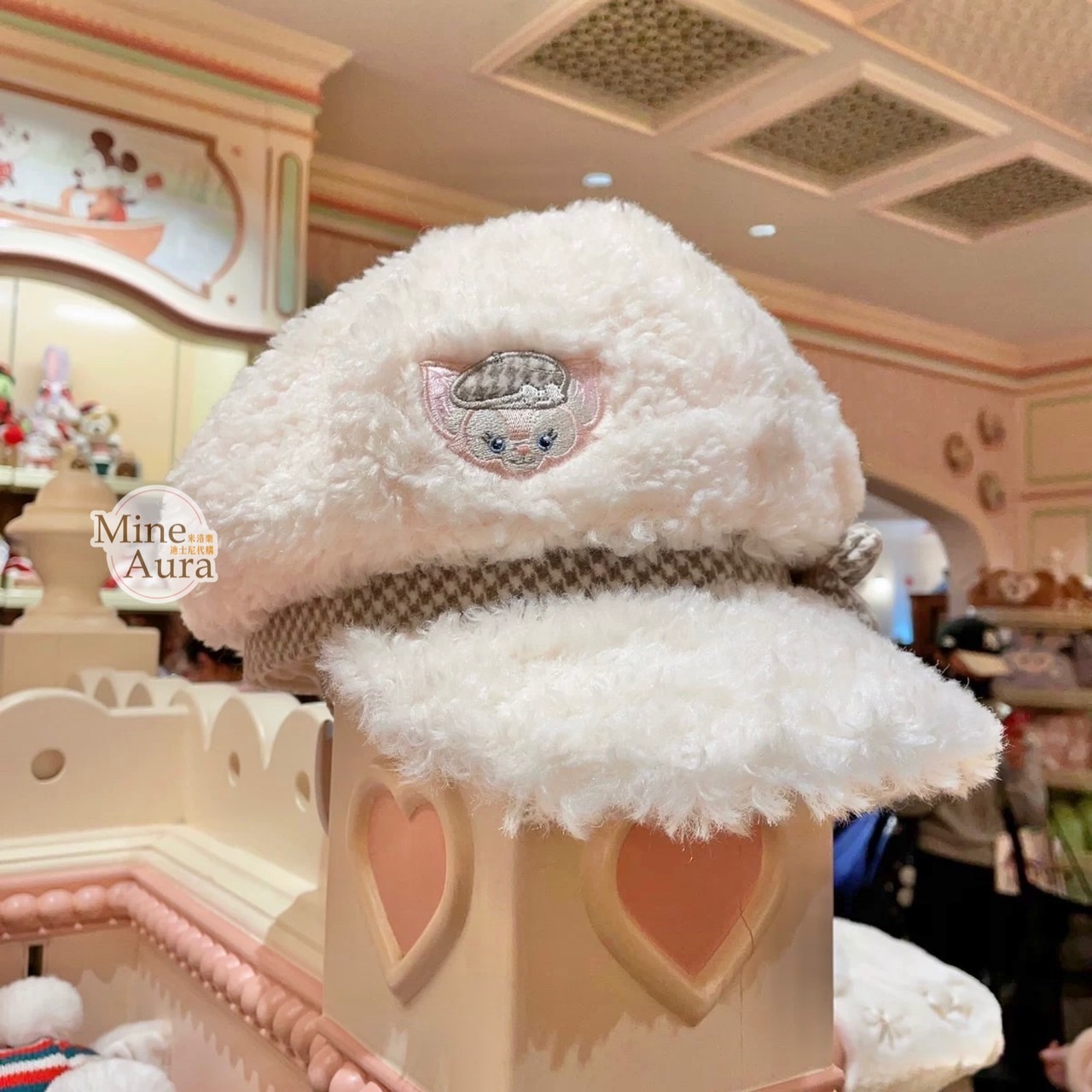 優雅冬日系列 玲娜貝兒 Lina bell 千鳥格 蝴蝶結造型 貝蕾帽 帽子 -上海迪士尼樂園