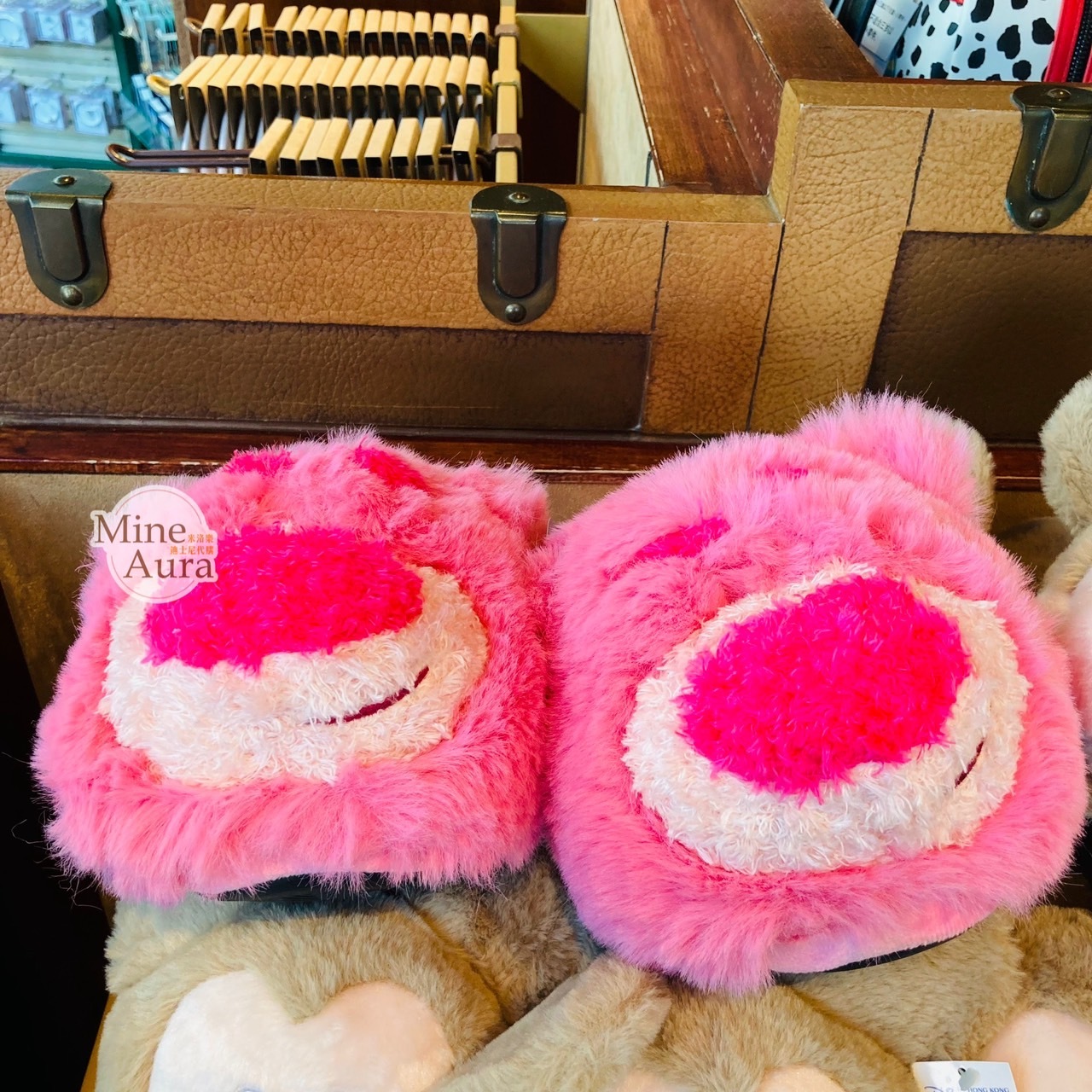 熊抱哥 Lotso 大頭造型 絨毛 室內 拖鞋 玩具總動員 Toy Story -香港迪士尼樂園